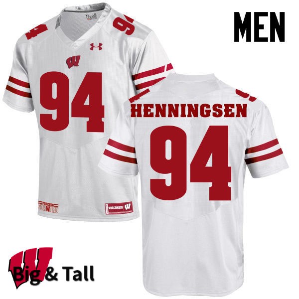 Wisconsin Badgers Men's #94 Matt Henningsen NCAA Under Armour Authentic White Big & Tall College Stitched Football Jersey WL40Z43AA